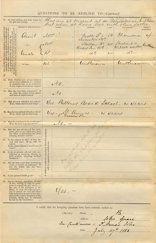 Large size image of Case 186 1. Application to Waifs and Strays' Society 27 July 1883
 page 2