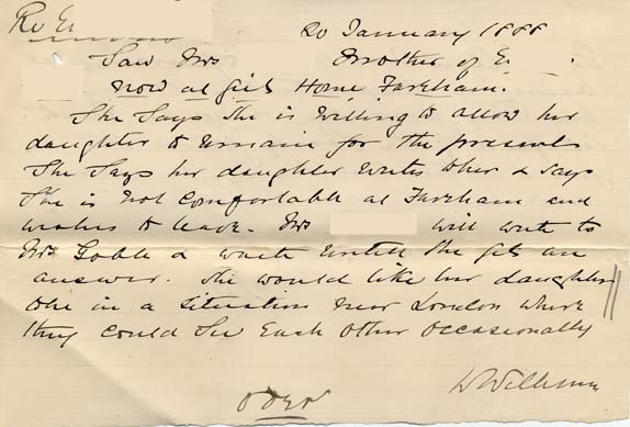 Large size image of Case 239 4. Note about a meeting with E's mother  20 January 1888
 page 1