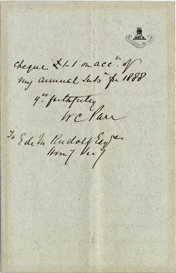 Large size image of Case 326 4. Letter to Revd Edward Rudolf from W.C. Parr 15 May 1888
 page 2