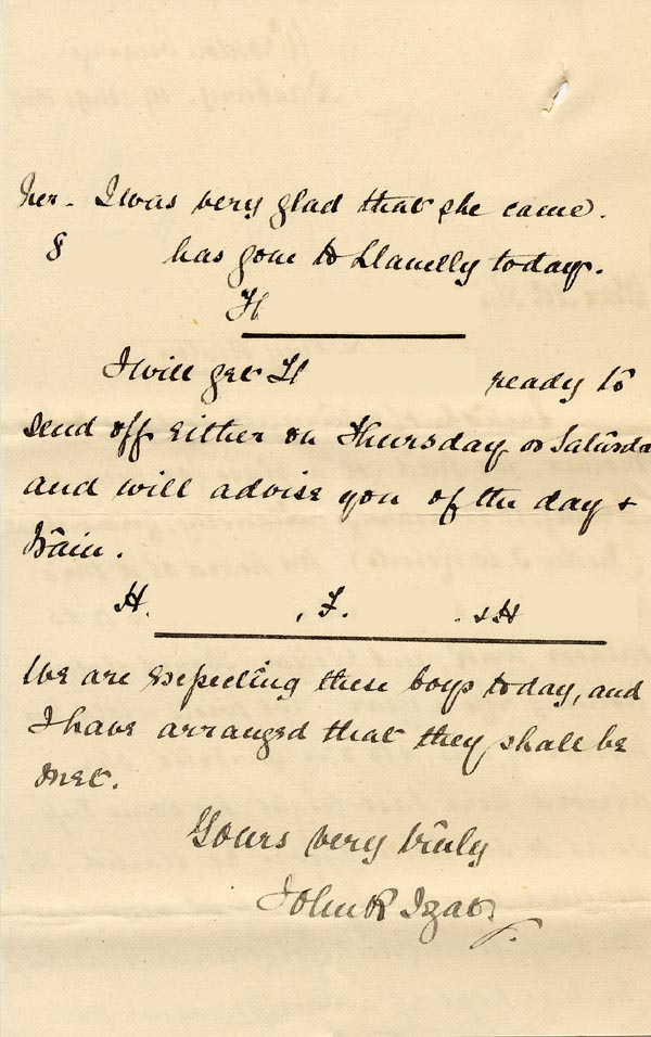 Large size image of Case 326 7. Letter to Revd Edward Rudolf from Revd Izat 19 August 1889
 page 2
