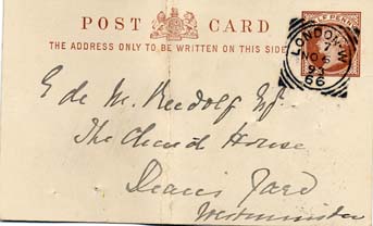 Large size image of Case 476 3. Postcard requesting a meeting with Revd Edward Rudolf about the girls  [November 1893]
 page 1