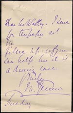 Image of Case 485 2. Letter from Mary Jenner enclosing (quote)the paper about [H's mother] filled up(unquote)  [? April 1885]
 page 1