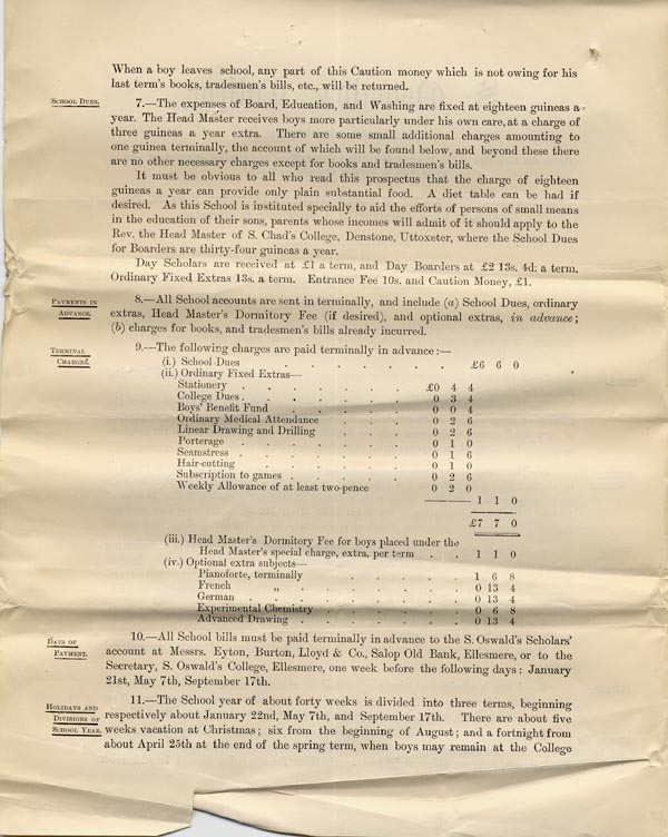 Large size image of Case 517 4. Prospectus from St Oswald's College, Ellesmere  August 1886
 page 2