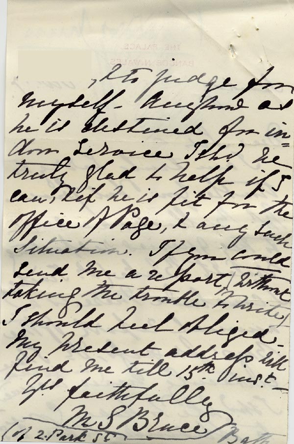 Large size image of Case 517 11. Letter from Miss M.S. Bruce  7 October 1888
 page 2