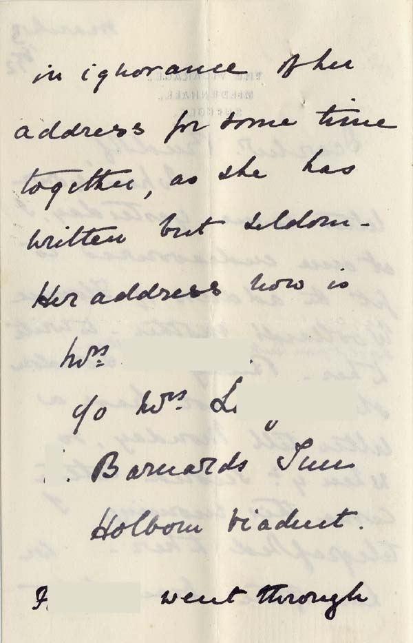Large size image of Case 542 12. Letter from Mildenhall giving the address of F's mother  13 March 1892
 page 2
