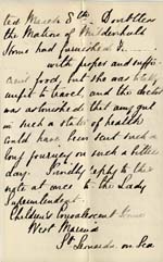 Image of Case 542 10. Letter from the Convalescent Home about the severity of F's illness  11 March 1892
 page 2