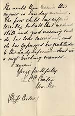 Image of Case 542 10. Letter from the Convalescent Home about the severity of F's illness  11 March 1892
 page 3