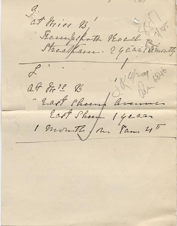 Large size image of Case 795 11. Note of A's address  6 January 1900?
 page 2