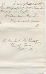 Image of Case 795 8. Letter from A's employer praising A. and saying that she is pleased with the long service certificate.  A's health is described as delicate  21 April 1899
 page 3