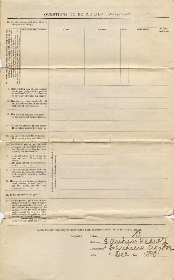 Large size image of Case 866 1. Application to Waifs and Strays' Society  4 December 1886
 page 2