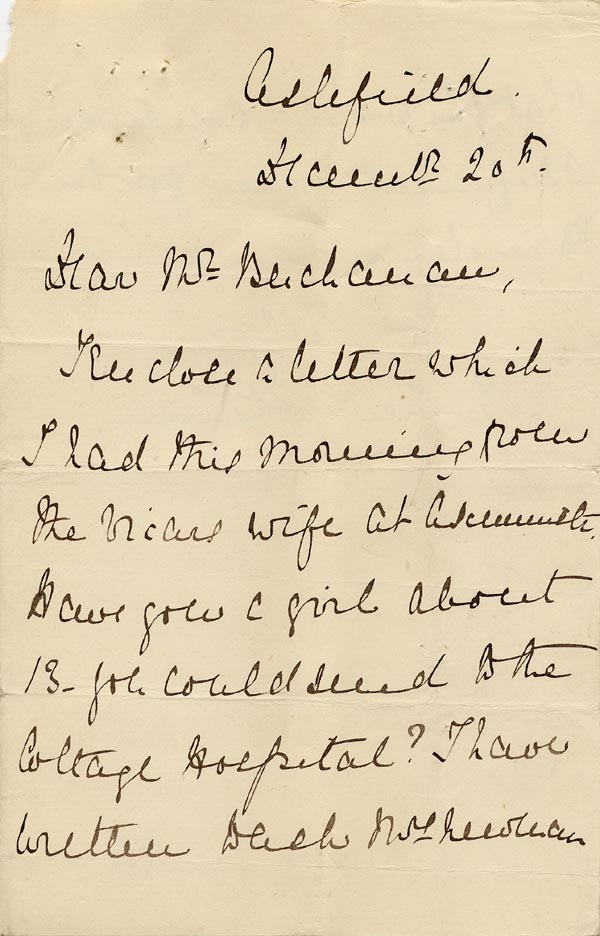 Large size image of Case 866 6. Letter from the a Local Secretary of the Society to Mr Buchanan enclosing the above letter
 page 1