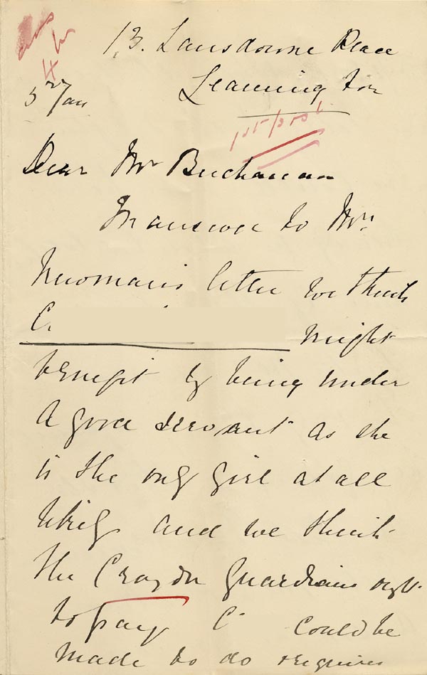 Large size image of Case 866 7. Letter from Miss Grainger suggesting C.  5 January 1888
 page 1