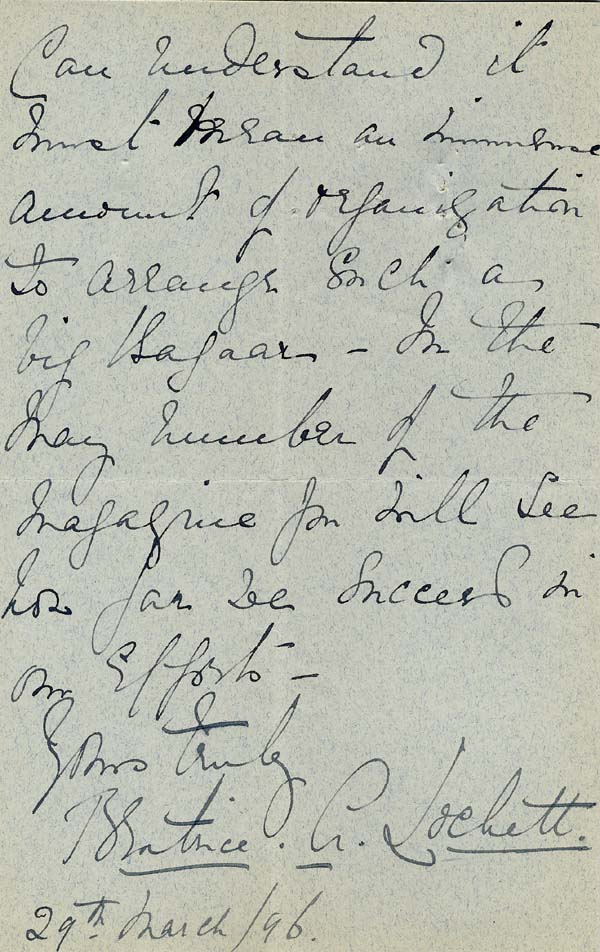Large size image of Case 941 27. Letter from Beatrice Lockett in Liverpool.  This may have been misfiled, it does not seem to belong to this case  29 March 1896
 page 3