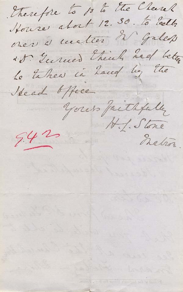 Large size image of Case 941 29. Letter from Hemel Hempstead arranging a meeting with Revd Edward Rudolf at Church House  5 August 1896
 page 2