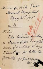 Image of Case 941 19. Card about license for M.  21 May 1895
 page 2