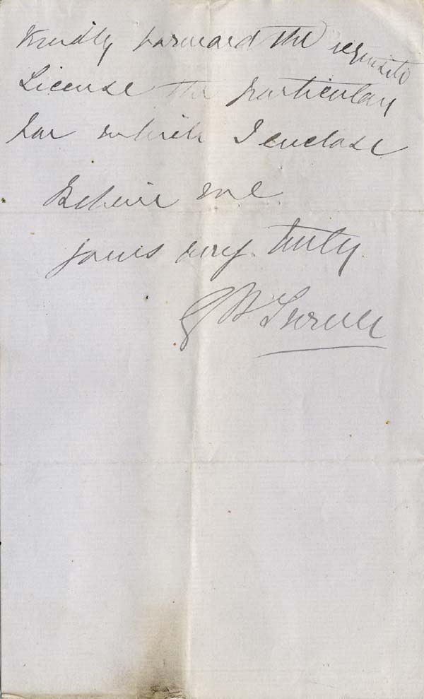 Large size image of Case 942 11. Letter from the Hemel Hempstead Home requesting a license for a girl who is to go into service in Harrow  26 March 1894
 page 2