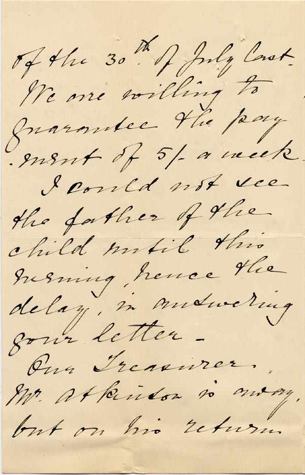 Large size image of Case 1106 4. Letter from the Barnes Ladies Association 2 August 1887
 page 2