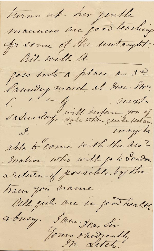 Large size image of Case 1106 11. Letter from the Girls Industrial Home, Fareham 1 June 1893
 page 2
