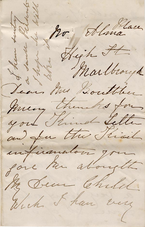 Large size image of Case 1109 2. Letter from E. to Mrs B., Frome home c.1887
 page 1