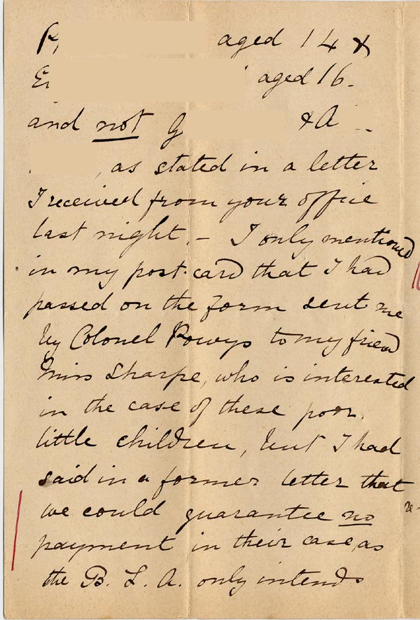 Large size image of Case 1138 3. Letter to Mrs C. Jonas, Barnes Ladies Association 27 March 1887
 page 2