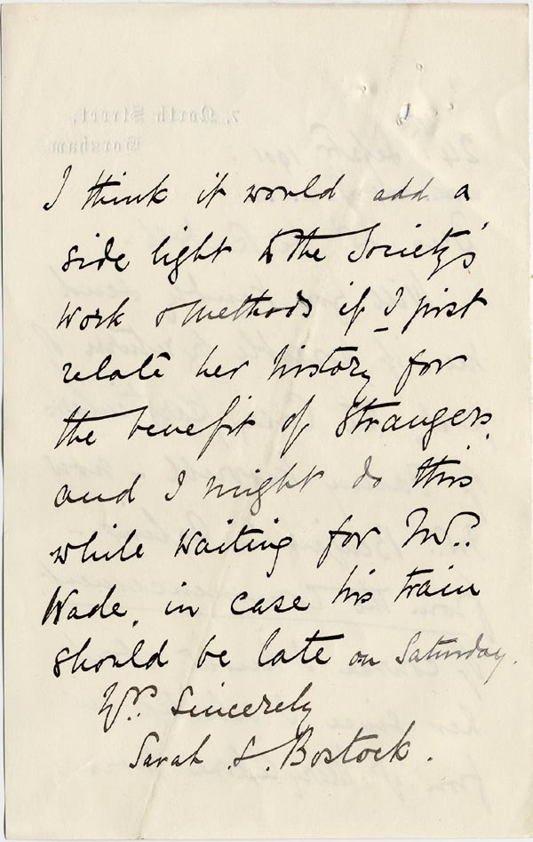 Large size image of Case 1265 11. Extract of letter from Mrs Bostock 11 September 1901
 page 2