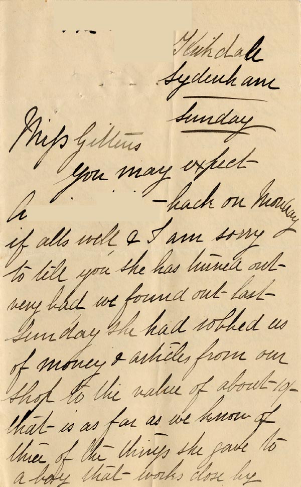 Large size image of Case 1269 5. Letter from A's first employer c. early October 1890
 page 1