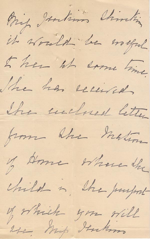 Large size image of Case 1294 25. Letter from Miss Lamb, Guildford Home to Mr Hunt  6 March 1900
 page 3
