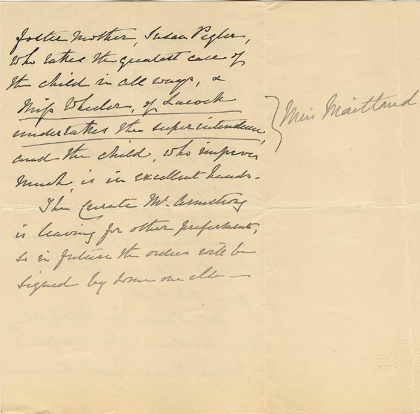 Large size image of Case 1294 28. Letter from Mrs Bere to Revd Edward Rudolf  9 July 1900
 page 2
