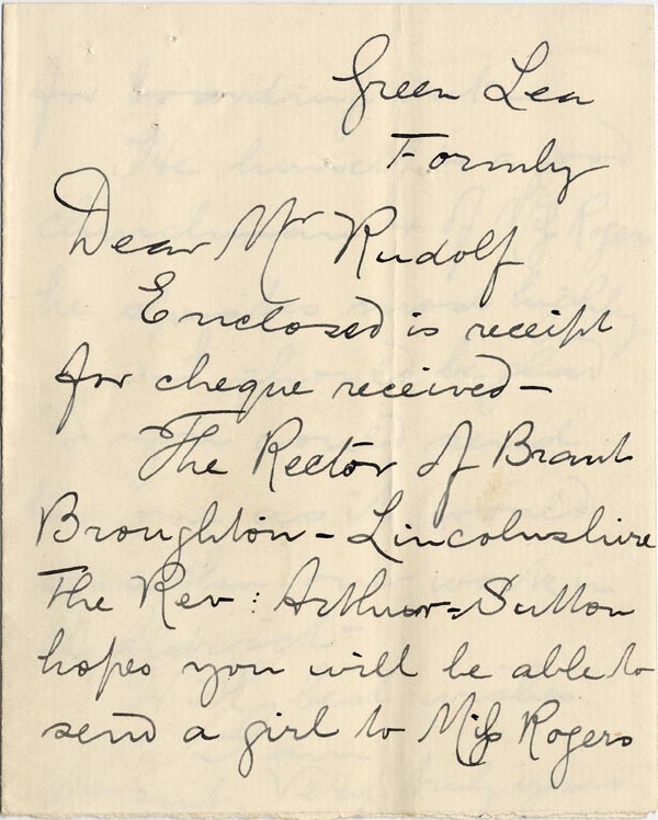 Large size image of Case 1294 32. Letter from Mr Hunt to Revd Edward Rudolf  nd
 page 1