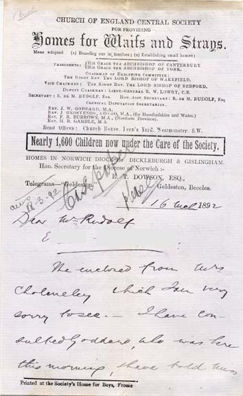 Large size image of Case 2258 5. Letter from Beccles, Suffolk 16 March 1892
 page 1