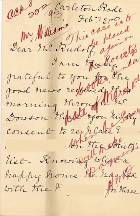 Large size image of Case 2258 12. Letter from Miss Fell 21 February 1893
 page 1