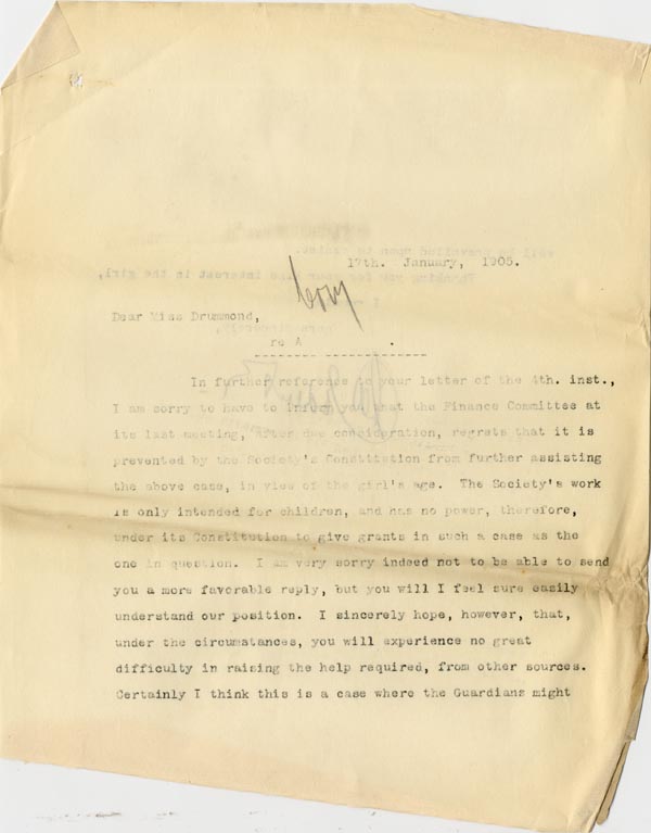 Large size image of Case 2434 16. Reply to Miss D 17 January 1905
 page 1