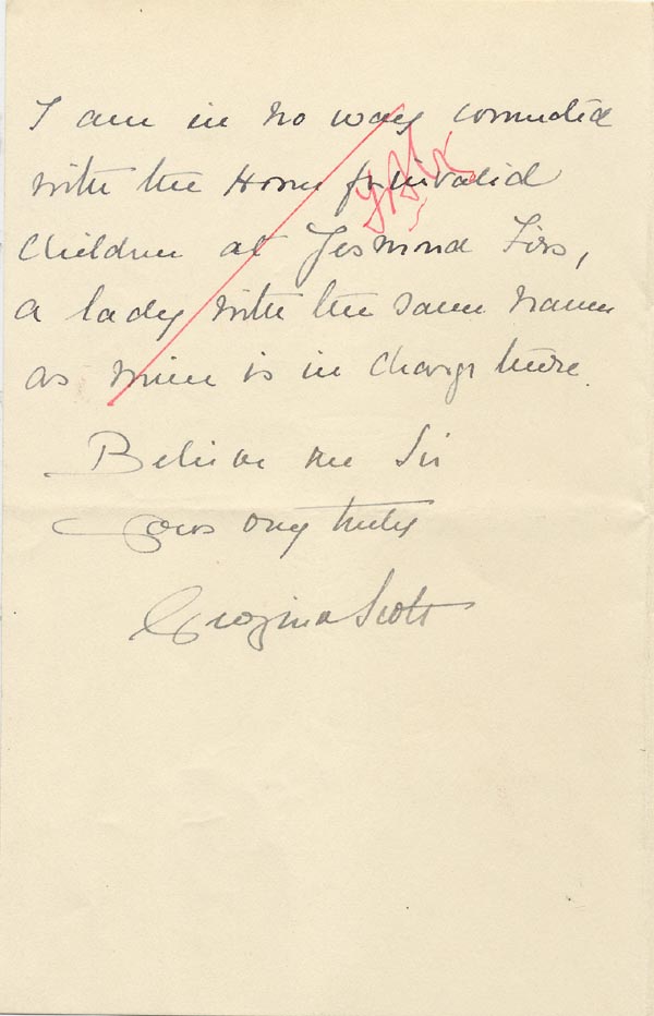 Large size image of Case 3271 12. Letter from F's employer, Miss G. Scott to Edward Rudolf  c. 22 January 1907
 page 2