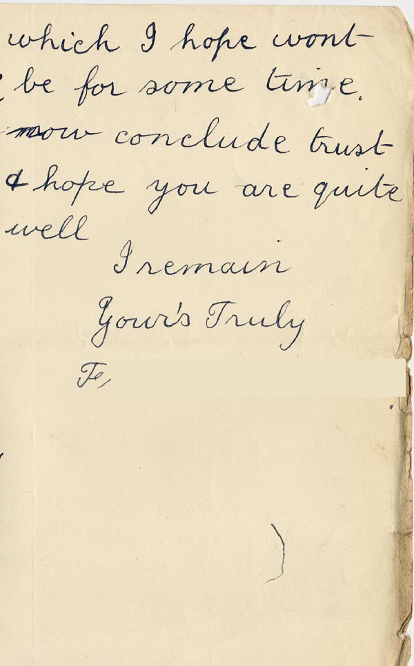 Large size image of Case 3271 53. Letter from F. to Edward Rudolf  28 July 1913
 page 3