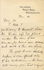 Image of Case 3271 10. Letter from F's employer, Miss G. Scott to Edward Rudolf  20 January 1907
 page 1