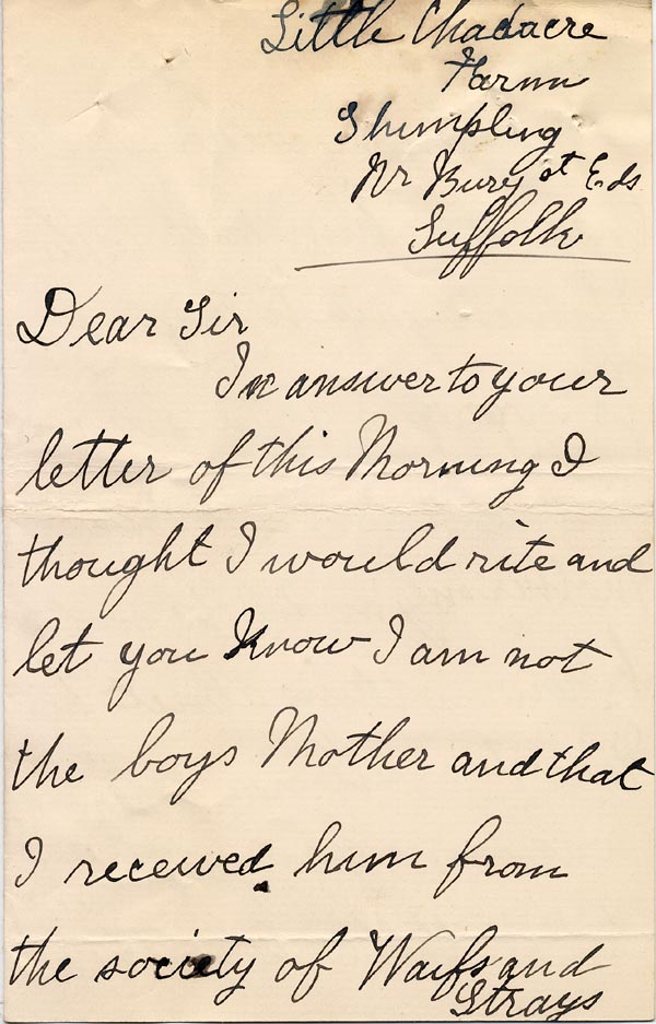 Large size image of Case 3303 11. Letter from Mrs S. to the Cornwall Coastguard c. 1 December 1902
 page 1