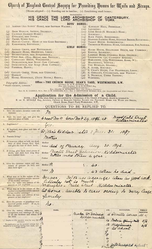 Large size image of Case 3326 1. Application to Waifs and Strays' Society 28 September 1892
 page 1