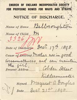 Large size image of Case 3326 2. Notice of Discharge postcard 21 December 1898
 page 2
