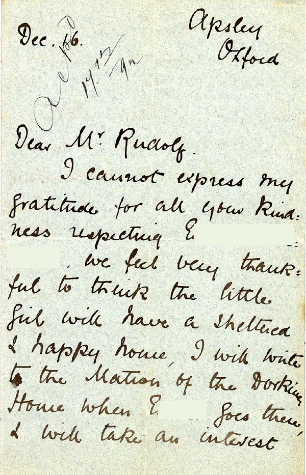 Large size image of Case 3392 6. Letter from Miss B. 16 December 1892
 page 1