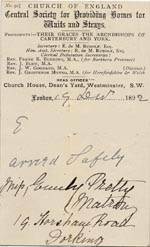Image of Case 3392 7. Postcard from Dorking Ladies' Association Home for Friendless Girls to Revd Edward Rudolf 19 December 1892
 page 2