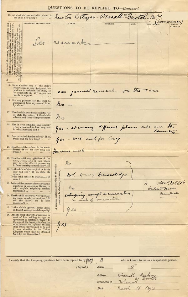 Large size image of Case 3583 1. Application to Waifs and Strays' Society 16 March 1893
 page 2