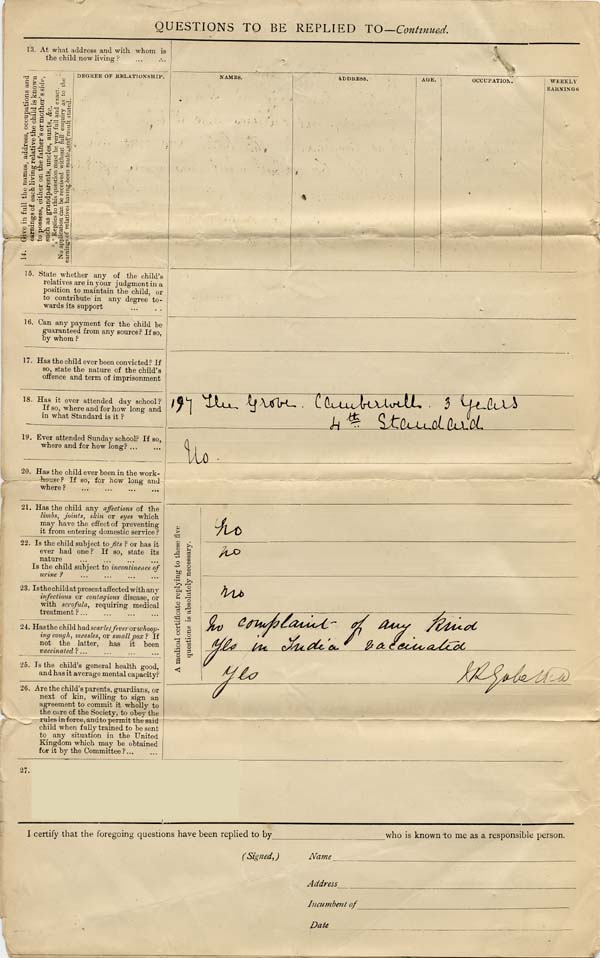 Large size image of Case 3622 1. Application to Waifs and Strays' Society (C) c. May 1893
 page 2