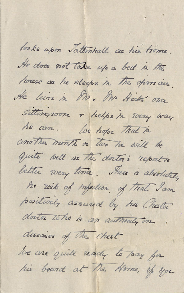 Large size image of Case 3622 11. Letter from the Tattenhall Home Committee 14 October 1909
 page 2