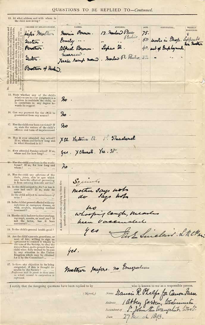 Large size image of Case 3628 1. Application to Waifs and Strays' Society 27 March 1893
 page 2
