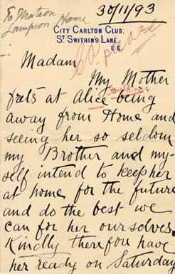 Large size image of Case 3628 2. Letter from A's brother 30 November 1893
 page 1