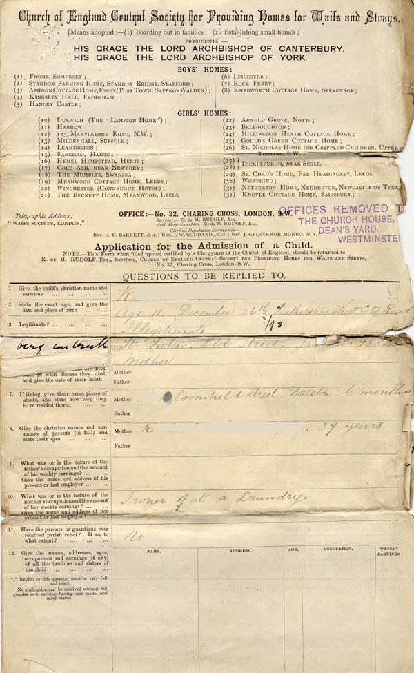 Large size image of Case 3821 1. Application to Waifs and Strays' Society  1 June 1893
 page 1
