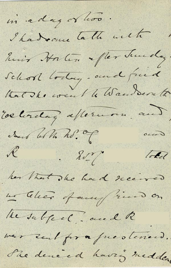 Large size image of Case 3821 13. Letter from Mrs Blatch 12 November 1899
 page 2