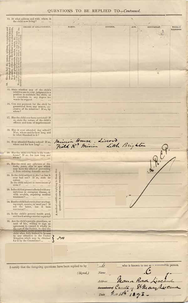 Large size image of Case 4171 1. Application to Waifs and Strays' Society for G.  18 November 1893
 page 2