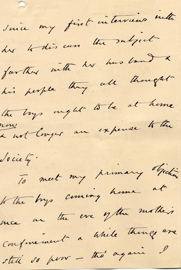 Large size image of Case 4171 26. Letter from Mrs B. saying that the family had decided to have the boys home immediately  27 March 1901
 page 2