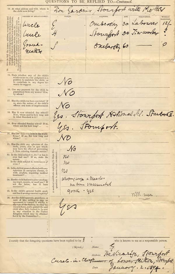 Large size image of Case 4179 1. Application to Waifs and Strays' Society  2 January 1894
 page 2
